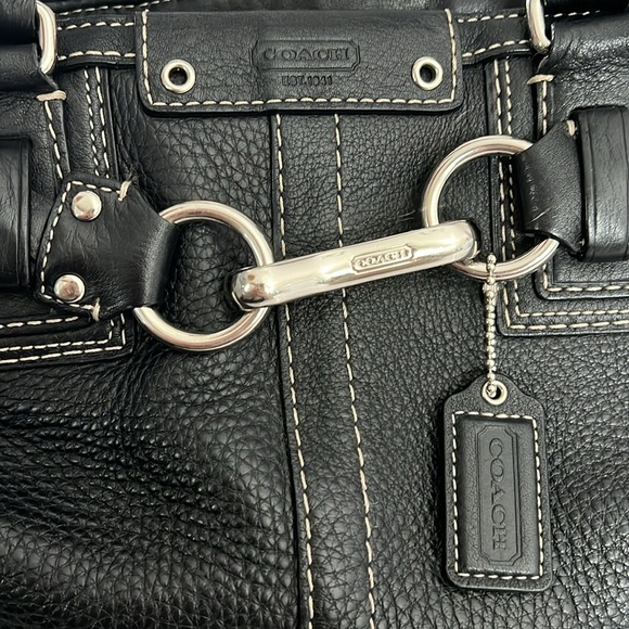 Coach Black Leather Hamptons Braided Satchel - Picture 5 of 6